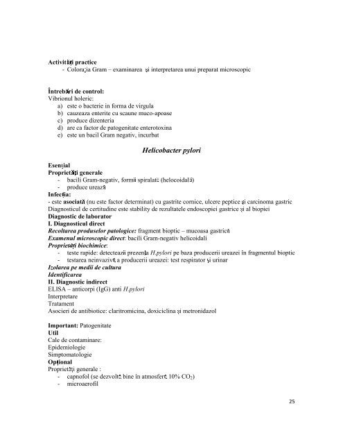 DIAGNOSTICUL DE LABORATOR ÎN INFEC IILE PRODUSE ... - UMF