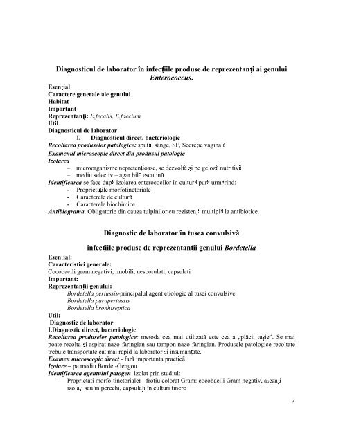 DIAGNOSTICUL DE LABORATOR ÎN INFEC IILE PRODUSE ... - UMF