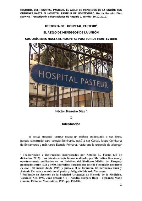 HISTORIA DEL HOSPITAL PASTEUR - Sindicato Médico del Uruguay