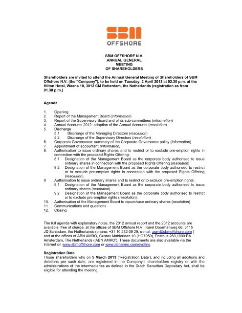 AGM Notice - SBM Offshore