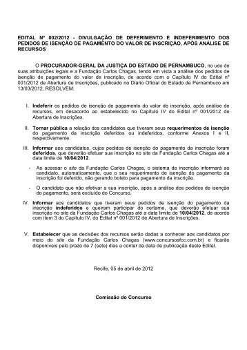 edital n.º 002/2012 - Ministério Público de Pernambuco