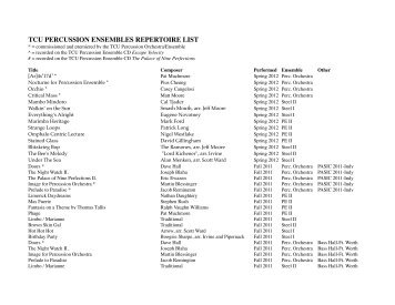 Download the Ensembles Repertoire List - TCU Percussion Studio