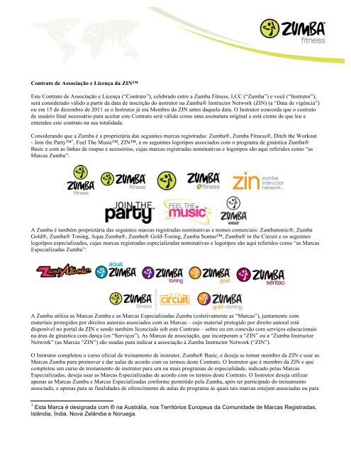 Page 1 Contrato de Associação e Licença da ZIN™ Este Contrato ...