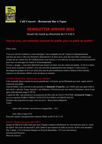NEWSLETTER JANVIER 2013 - l'Office du Tourisme de LA CIOTAT