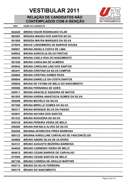 VESTIBULAR 2011 - UPE