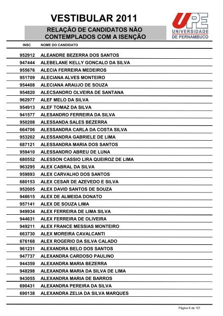 VESTIBULAR 2011 - UPE