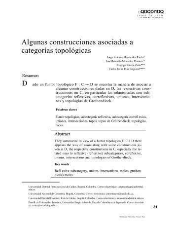 Algunas construcciones asociadas a categorías topológicas