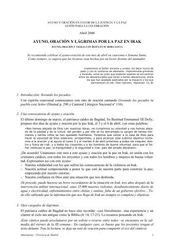 AYUNO Y ORACIN EN FAVOR DE LA JUSTICIA Y LA PAZ