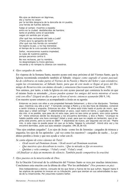 AYUNO Y ORACIN EN FAVOR DE LA JUSTICIA Y LA PAZ