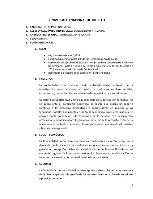 carrera de Contabilidad - Universidad Nacional de Trujillo