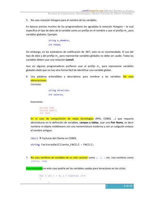 Estándares de Codificación en C# y Buenas Prácticas de ...