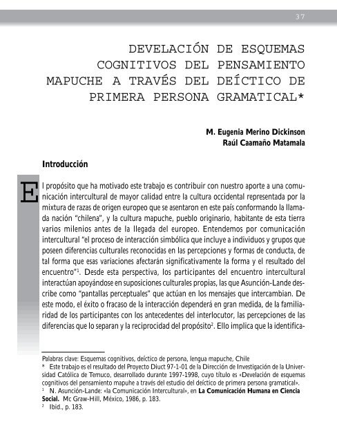 develación de esquemas cognitivos del pensamiento mapuche a ...