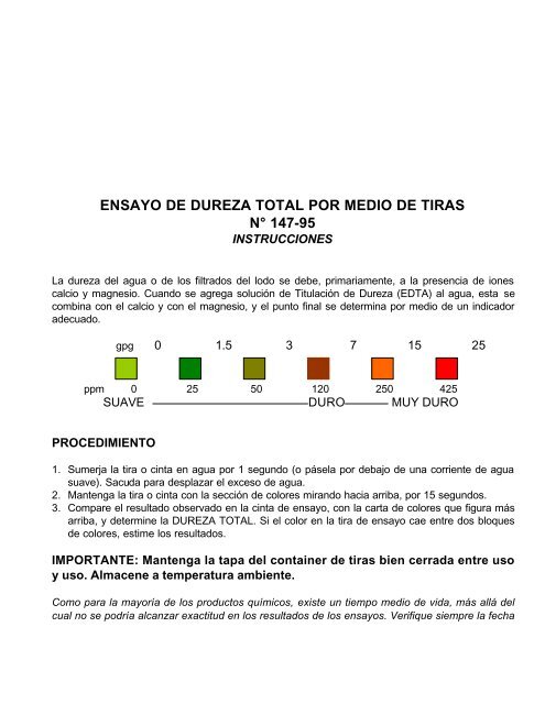 ensayo de dureza total por medio de tiras n° 147-95 - ExpotechUSA