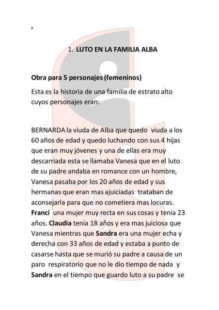 Análisis de la obra teatral La dama del alba, PDF