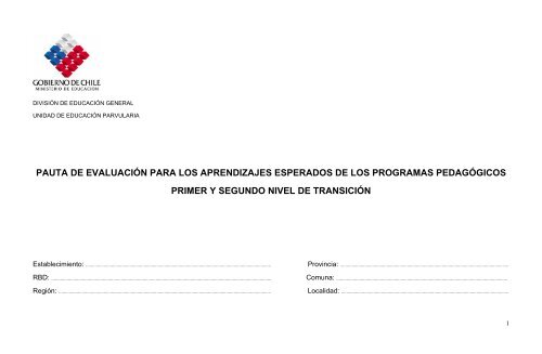 PAUTA DE EVALUACIÓN PARA LOS APRENDIZAJES ... - Junji