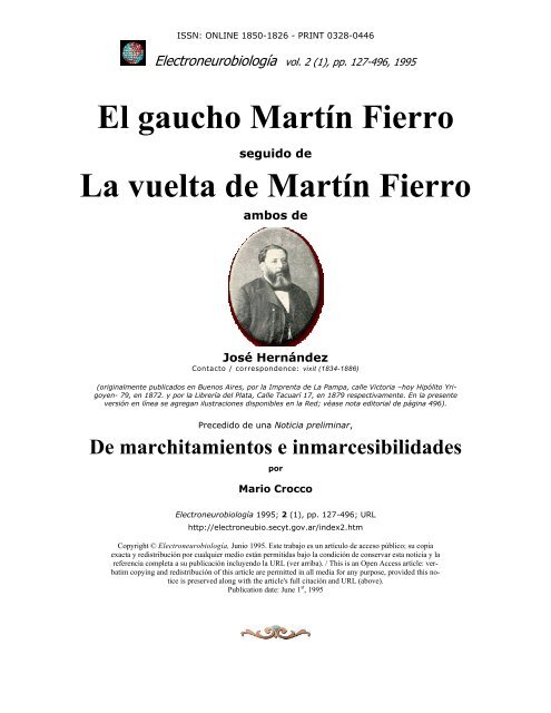 El Gaucho Martín Fierro La Vuelta De Martín Fierro