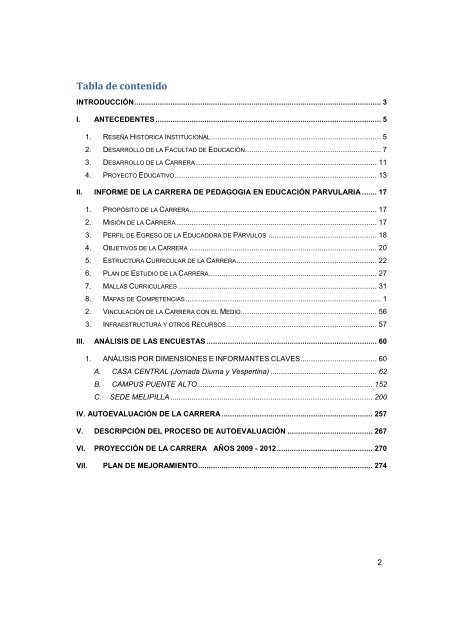 informe de autoevaluación pedagogía en educación parvularia