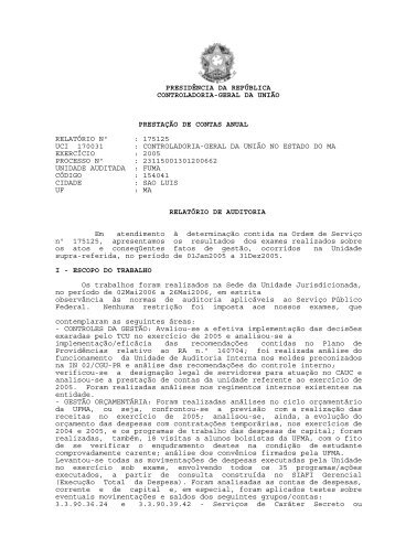 PRESIDÊNCIA DA REPÚBLICA CONTROLADORIA-GERAL DA ...