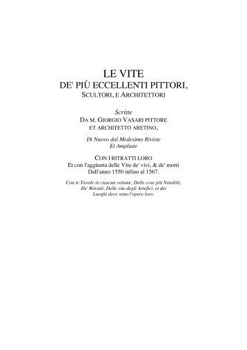 Le vite dei più eccellenti pittori, scultori e architetti 1567