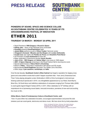 ETHER 2011 - Southbank Centre