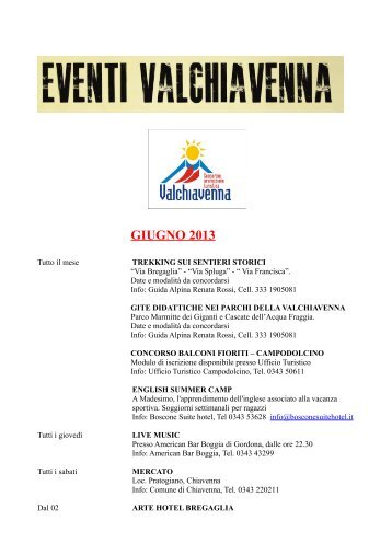 Download calendario eventi PDF - Valchiavenna
