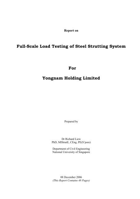 Full-Scale Load Testing of Steel Strutting System For Yongnam ...