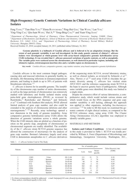 High-Frequency Genetic Contents Variations in Clinical