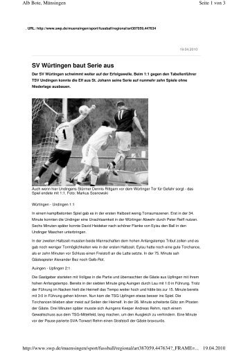 SV Würtingen baut Serie aus - TSV Kleinengstingen