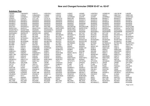 New and Changed formulae CREW 03-07 vs. 02-07