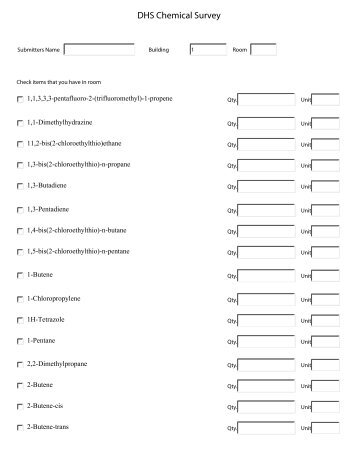 Chemical Survey Form