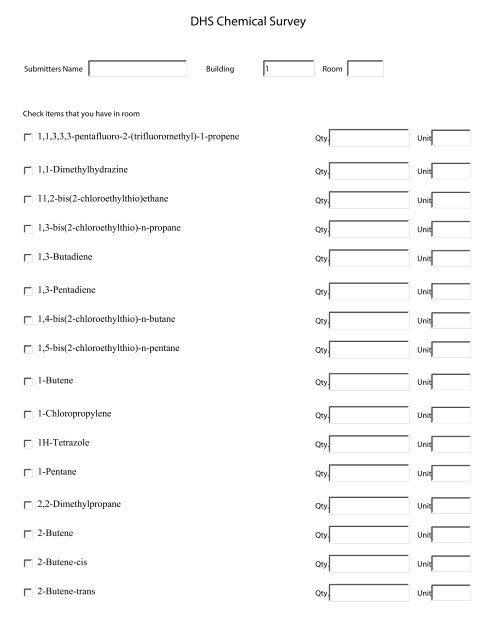 Chemical Survey Form