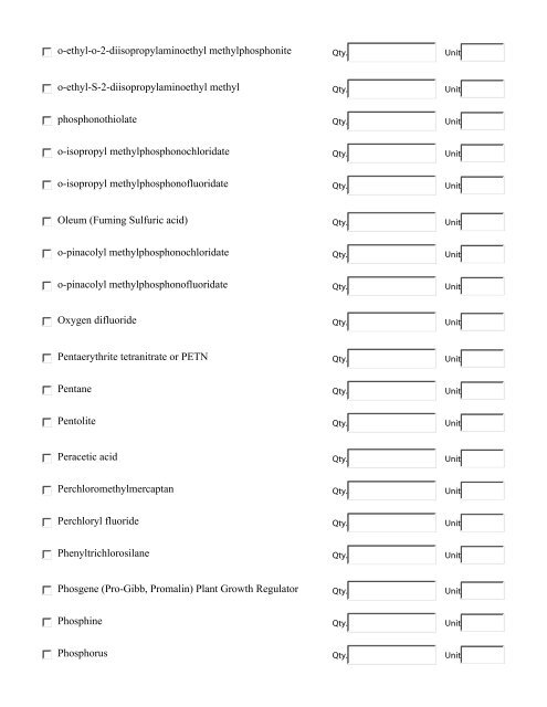 Chemical Survey Form