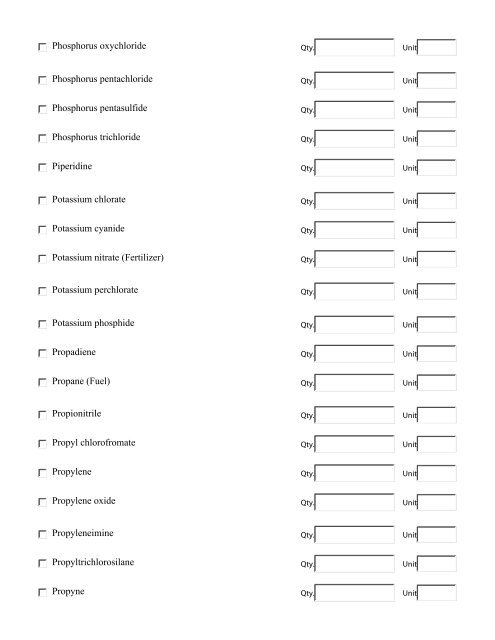 Chemical Survey Form