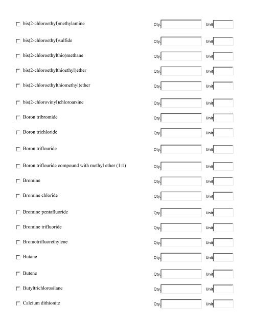 Chemical Survey Form