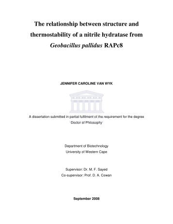 The relationship between structure and thermostability of a nitrile ...