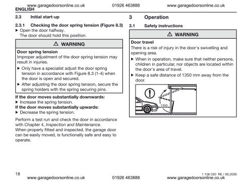 Hormann N80 Installation Instructions PDF - Garage Doors