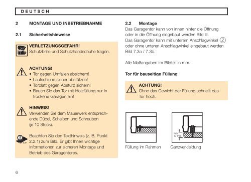 Anleitung für Montage, Betrieb und Wartung ... - Hormann.be