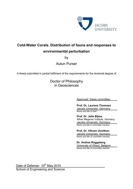 Cold-Water Corals. Distribution of fauna and ... - Jacobs University