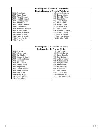 Past recipients of the WB Lewis Medal - media.cns-snc.ca - SNC