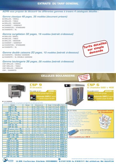 Acfri refroidissement et surgelation - LMI Maintenance