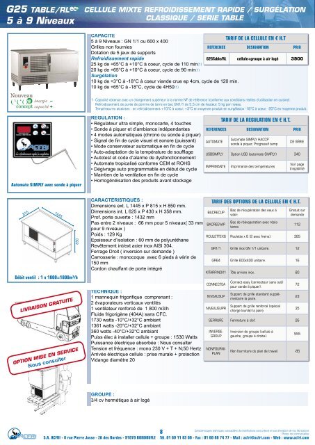 Acfri refroidissement et surgelation - LMI Maintenance