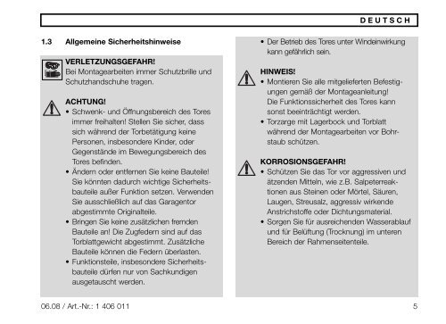 Anleitung für Montage, Betrieb und Wartung Installation, Operating ...