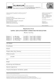 Registration Form SAFE Mentor Training 2013 - PD Karl Heinz Brisch