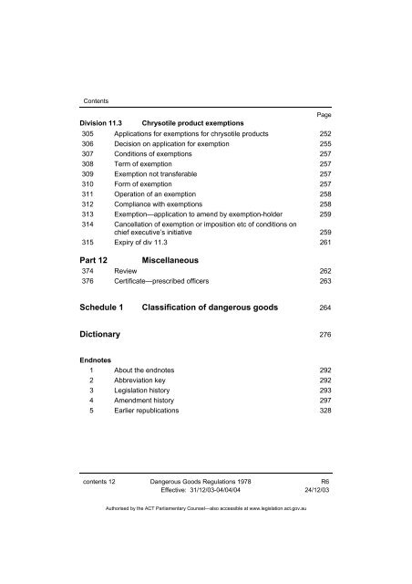 Dangerous Goods Regulations 1978 - ACT Legislation Register