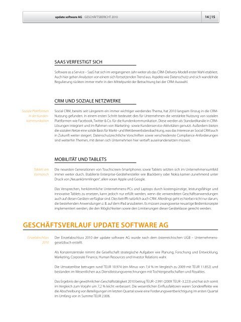 update_Geschaeftsbericht-Annual Report 2010 - Update Software AG