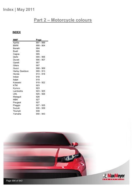 Car & Motorcycle Index Book – For Compliant Paint Lines