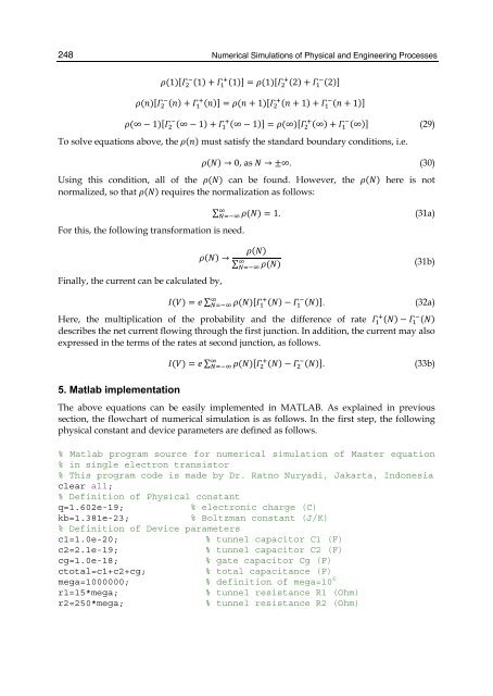 Master Equation - Based Numerical Simulation in a Single Electron ...