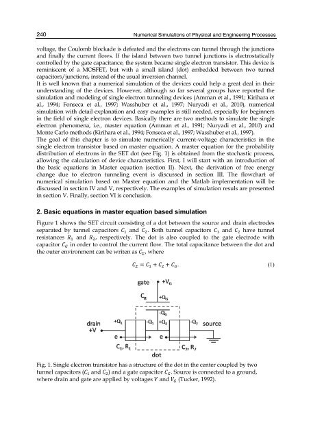 Master Equation - Based Numerical Simulation in a Single Electron ...