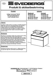 Produkt & skötselbeskrivning - Svedbergs