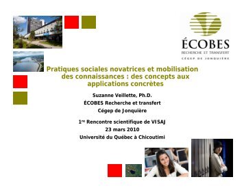 Pratiques sociales novatrices et mobilisation des ... - Visaj